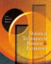 Cover of: Statistical Techniques in Business and Economics W/ Student CD and PowerWeb by Douglas A. Lind, William G Marchal, Robert D Mason, Douglas Lind, William Marchal, Robert Mason
