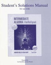 Cover of: SSM f/u w/ Bello, Intermediate Algebra by Ignacio Bello, Fran Hopf
