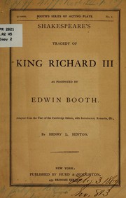 Cover of: Shakespeare's Tragedy of King Richard III by 