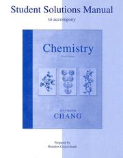 Cover of: Student Solutions Manual to accompany Chemistry by Raymond Chang