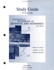 Cover of: Study Guide for use with Statistical Techniques in Business and Economics
