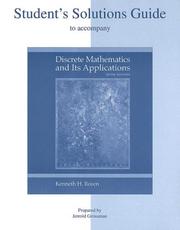 Cover of: Student's Solutions Guide to accompany Discrete Mathematics and Its Applications