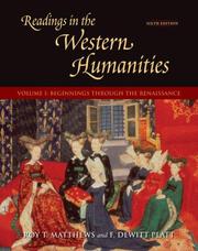 Cover of: Readings in the Western Humanities, Volume 1 by Roy Matthews, Dewitt Platt, Roy Matthews, Dewitt Platt