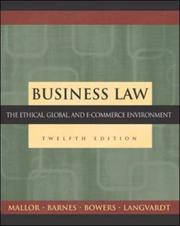 Cover of: Business Law by Jane P. Mallor, A. James Barnes, L. Thomas Bowers, Arlen W. Langvardt