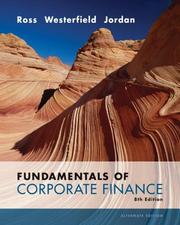 Cover of: Fundamentals of Corporate Finance Alternate Edition by Stephen A Ross, Randolph W Westerfield, Bradford Dunson Jordan