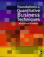 Front cover of Foundations In Quantitative Business Techniques by Gordon Bancroft