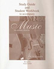 Cover of: Study Guide and Student Workbook to accompany Music | Roger Kamien