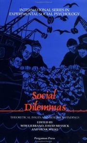 Cover of: Social Dilemmas by Wim Liebrand