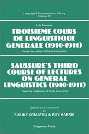 Cover of: Saussure's Third Course of Lectures on General Linguistics (1910-1911) by Ferdinand de Saussure