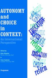 Cover of: Autonomy and choice in context: an international perspective