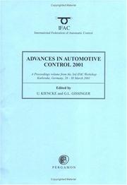 Cover of: Advances in Automotive Control 2001 (IFAC Workshop Series)