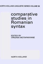 Cover of: Comparative studies in Romanian syntax | 