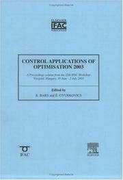 Cover of: Control applications of optimisation 2003 (CAO 2003) by IFAC Workshop on Control Applications of Optimisation (12th 2003 Visegrád, Hungary)