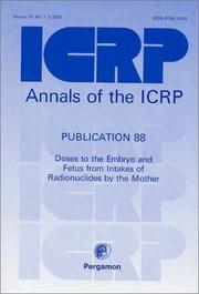 Cover of: ICRP Publication 88: Doses to the Embryo and Fetus from Intakes of Radionuclides by the Mother