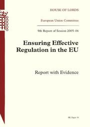 Cover of: Ensuring Effective Regulation in the Eu: Report With Evidence 9th Report of Session 2005-06