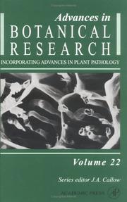 Cover of: Advances in Botanical Research, Volume 22 (Advances in Botanical Research) by J. A. Callow