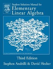 Cover of: Solutions Manual for Elementary Linear Algebra, Third Edition