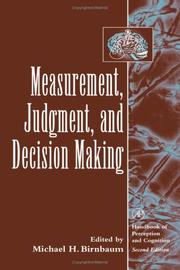 Cover of: Measurement, judgment, and decision making by edited by Michael H. Birnbaum.