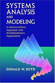 Cover of: Systems Analysis and Modeling by Donald W. Boyd, Donald W. Boyd