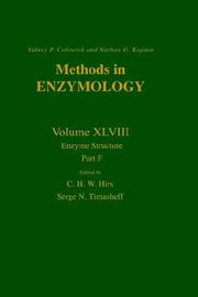 Cover of: Methods in Enzymology, Volume 48: Enzyme Structure, Part F