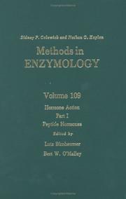 Cover of: Hormone Action, Part I: Peptide Hormones, Volume 109: Volume 109: Hormone Action Part I (Methods in Enzymology)