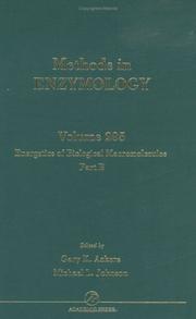 Cover of: Methods in Enzymolgoy, Volume 295: Energetics of Biological Macromolecules, Part B (Methods in Enzymology)