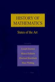 Cover of: History of mathematics: states of the art : Flores quadrivii, studies in honor of Christoph J. Scriba