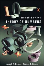 Cover of: Elements of the theory of numbers by Joseph B. Dence