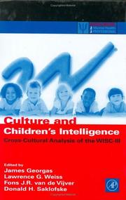Cover of: Culture and Children's Intelligence: Cross-Cultural Analysis of the WISC-III (Practical Resources for the Mental Health Professional)