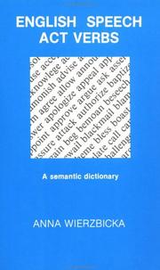 Cover of: English Speech Act Verbs: A Semantic Dictionary