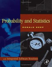 Cover of: Probability and Statistics by Ronald Deep, Ronald Deep