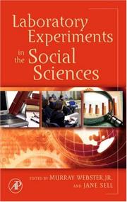 Cover of: Laboratory Experiments in the Social Sciences | 