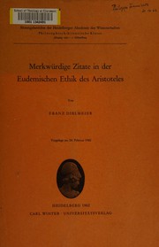 Cover of: Merkwürdige Zitate in der Eudemischen Ethik des Aristoteles