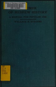 Cover of: A primer of Hebrew history: a manual for popular use