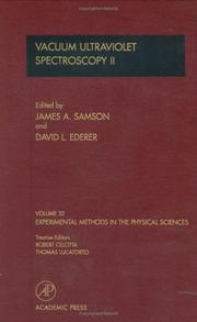 Cover of: Vacuum Ultraviolet Spectroscopy II, Volume 32 (Experimental Methods in the Physical Sciences)