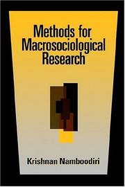 Cover of: Methods for macrosociological research | N. Krishnan Namboodiri