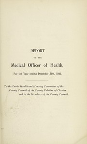 Cover of: [Report 1926] by Cheshire (England). County Council