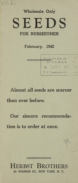 Cover of: Seeds for nurserymen: February, 1942