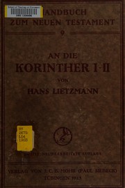 Cover of: An die Korinther I-II by Hans Lietzmann