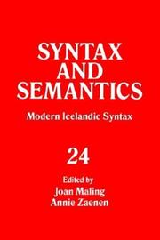 Cover of: Modern Icelandic Syntax, Volume 24 (Syntax and Semantics) by Joan Maling, Annie E. Zaenen