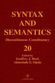 Cover of: Syntax and Semantics, Volume 20: Discontinuous Constituency (Syntax and Semantics)