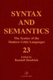 Cover of: The Syntax of the Modern Celtic Languages, Volume 23 (Syntax and Semantics)