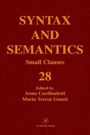 Cover of: Syntax and Semantics, Volume 28 by Anna Cardinaletti, Maria Teresa Guasti