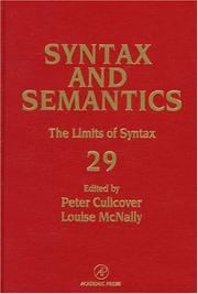 Front cover of Syntax and Semantics, Volume 29 by Unknown