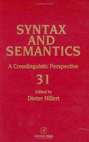 Cover of: Syntax and Semantics, Volume 31: A Cross-Linguistic Perspective: Sentence Processing (Syntax and Semantics)