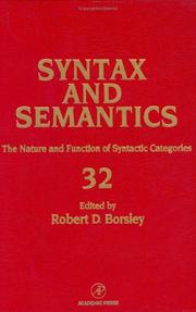 Cover of: The nature and function of syntactic categories by edited by Robert D. Borsley.