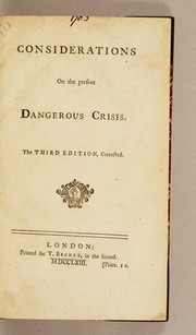 Cover of: Considerations on the present dangerous crisis