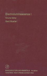 Cover of: Electroluminescence I (Semiconductors and Semimetals) by Gerd Mueller