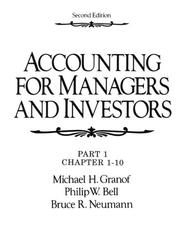 Cover of: Accounting for managers and investors by Michael H. Granof, Michael H. Granof