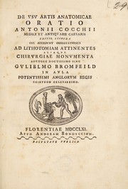 Cover of: De usu artis anatomicae oratio ...